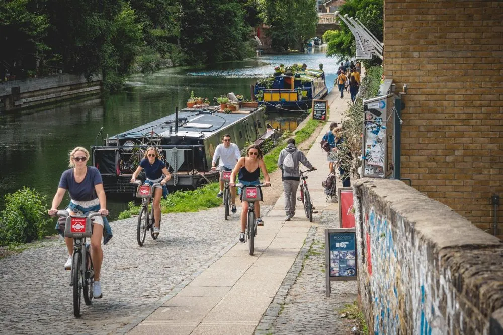 Islington’s canal bank is ideal for cyclists