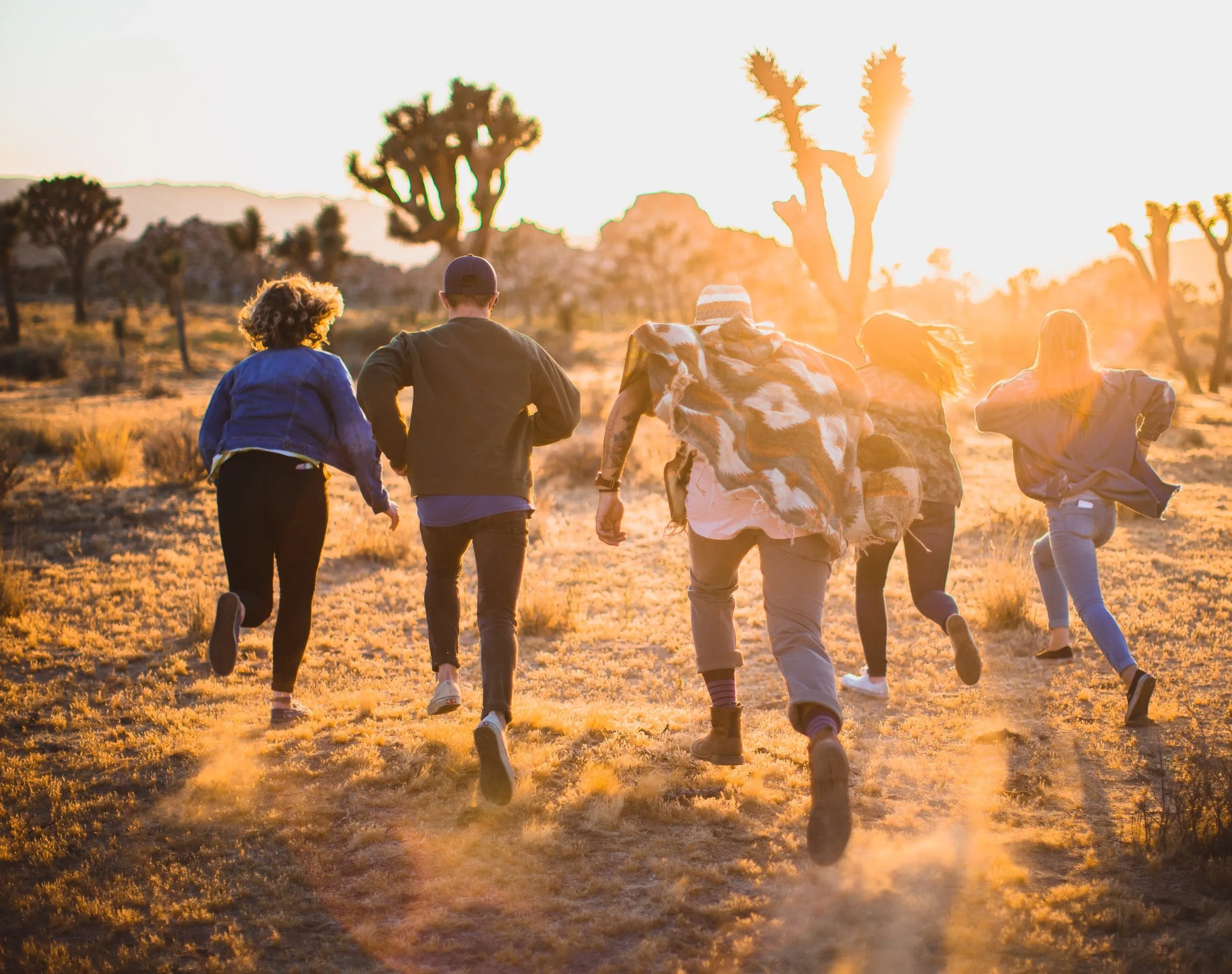 young people running
