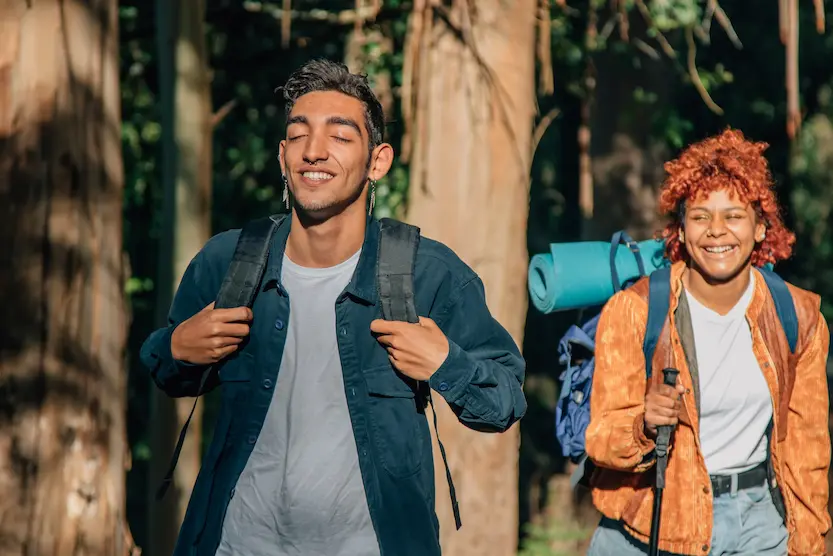 Two people outdoors hiking
