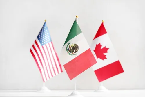 US, Mexican and Canadian flags