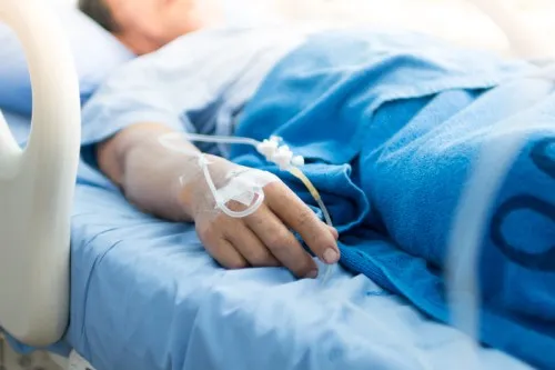 Patient in a hospital bed
