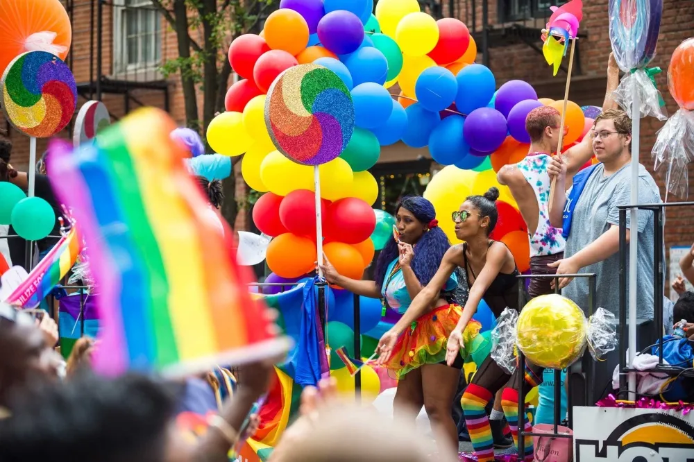 Revelers enjoying Pride parade, New York 

