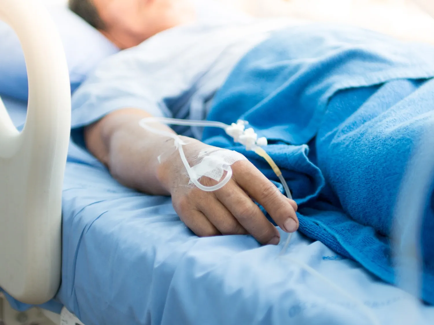 Patient in a hospital bed