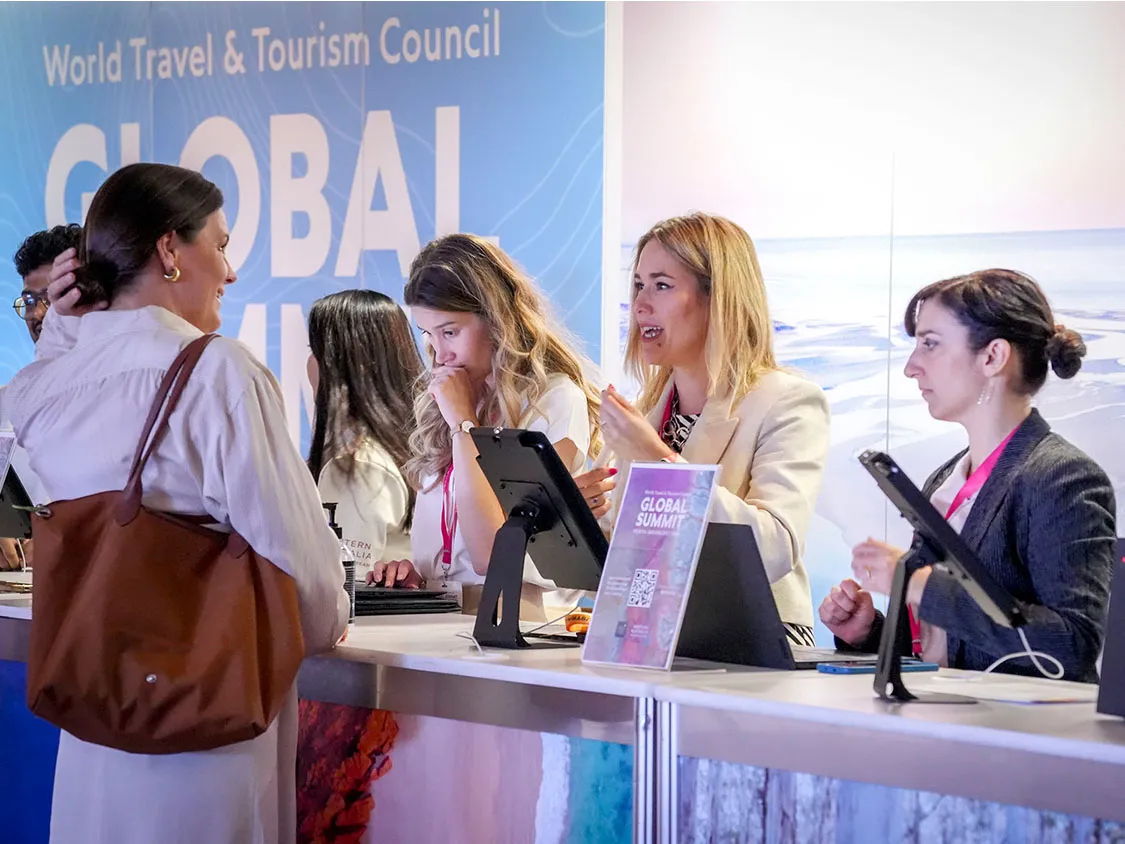 WTTC registration desk at an event
